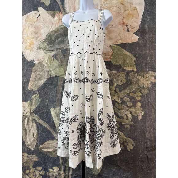 New Anthropologie Square-Neck Embroidered Midi Dress Size Small - Picture 8 of 8